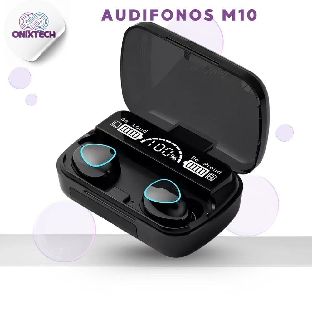 Audífonos Inalámbricos M10 – Bluetooth, Estuche de Carga y Pantalla LED