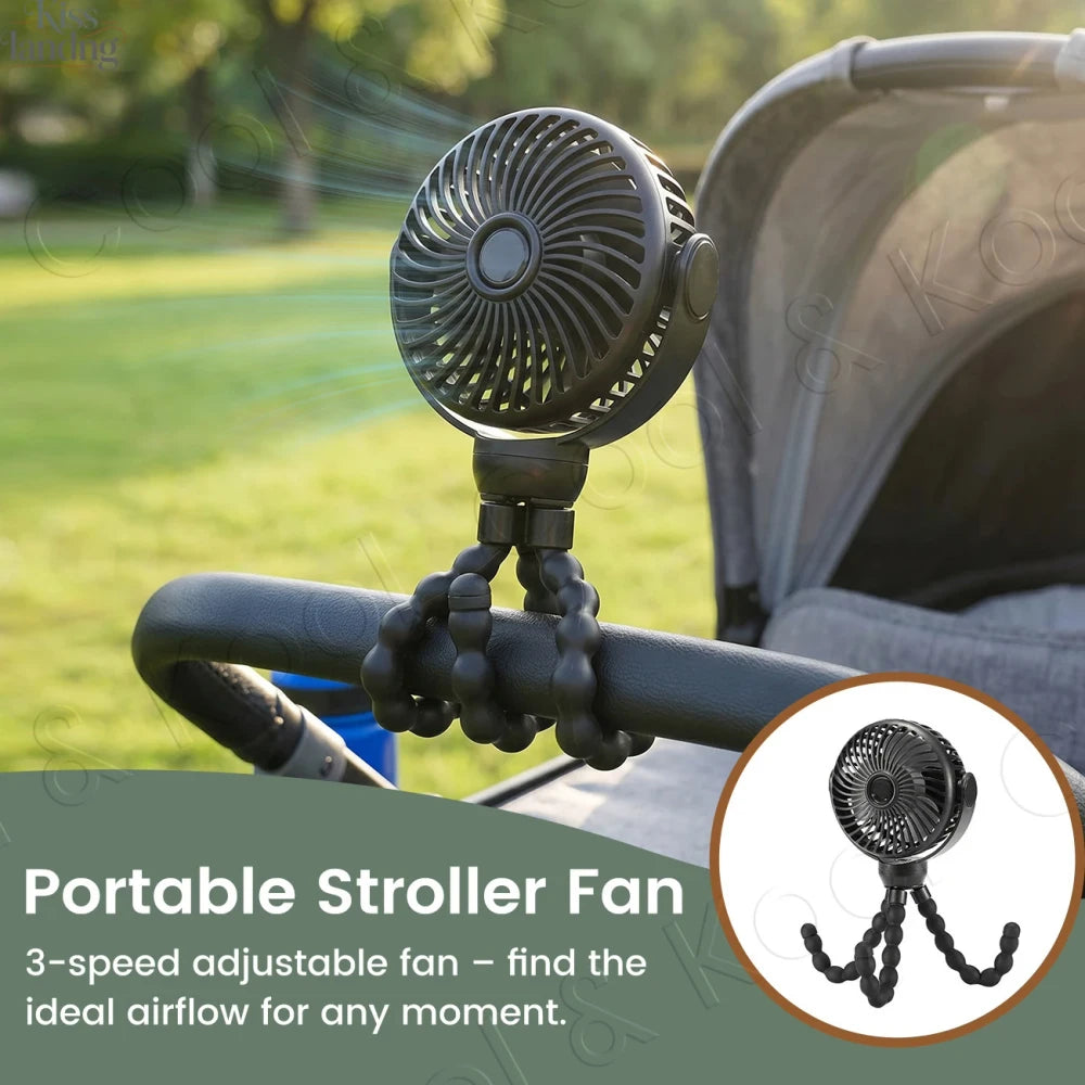 Mini Ventilador Portátil 3 Velocidades para Cochecito | Recargable USB