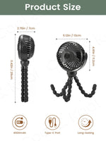Mini Ventilador Portátil 3 Velocidades para Cochecito | Recargable USB