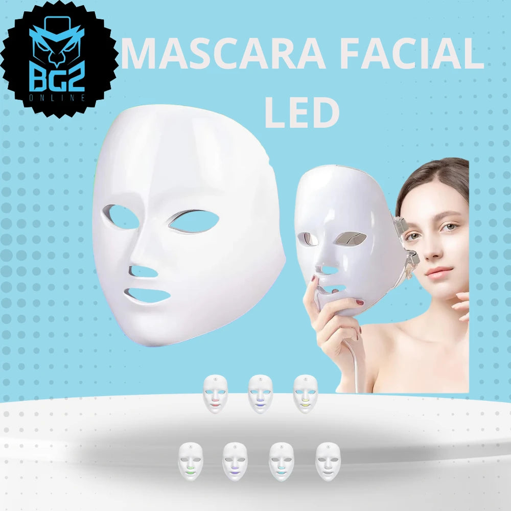 Máscara Facial LED de 7 Colores | Fototerapia para Rutina de Cuidado Facial