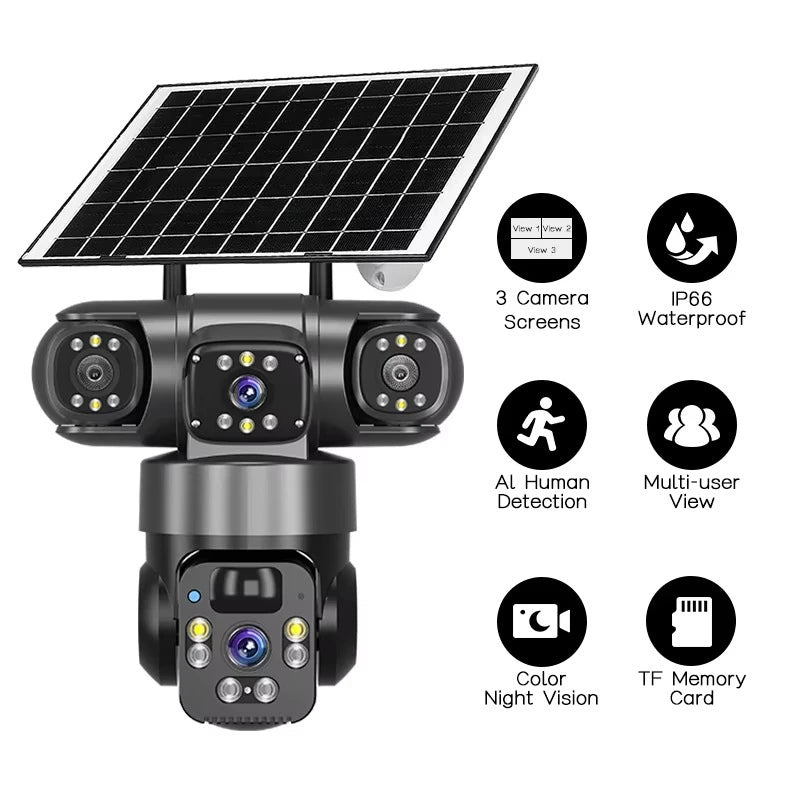 Cámara de Seguridad Solar 4G Panorámica 360° | Monitoreo Remoto y Alarma