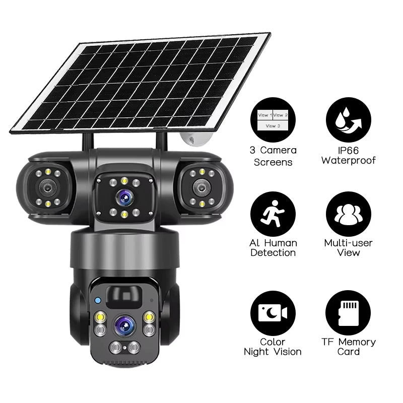 Cámara de Seguridad Solar 4G Panorámica 360° | Monitoreo Remoto y Alarma