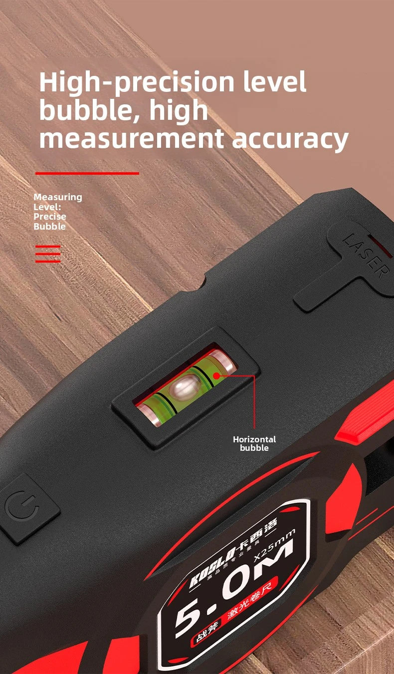 Cinta Métrica Digital Recargable de 5 m con Doble Guía Láser