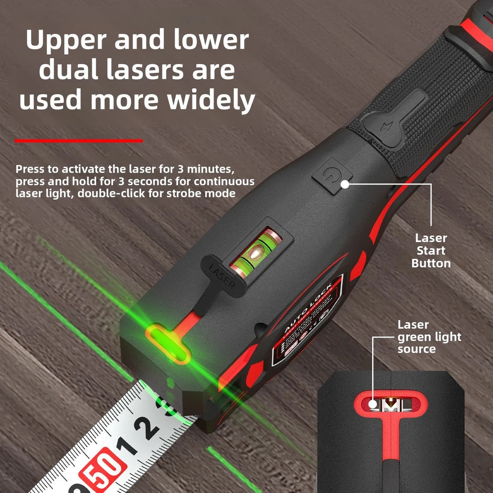 Cinta Métrica Digital Recargable de 5 m con Doble Guía Láser