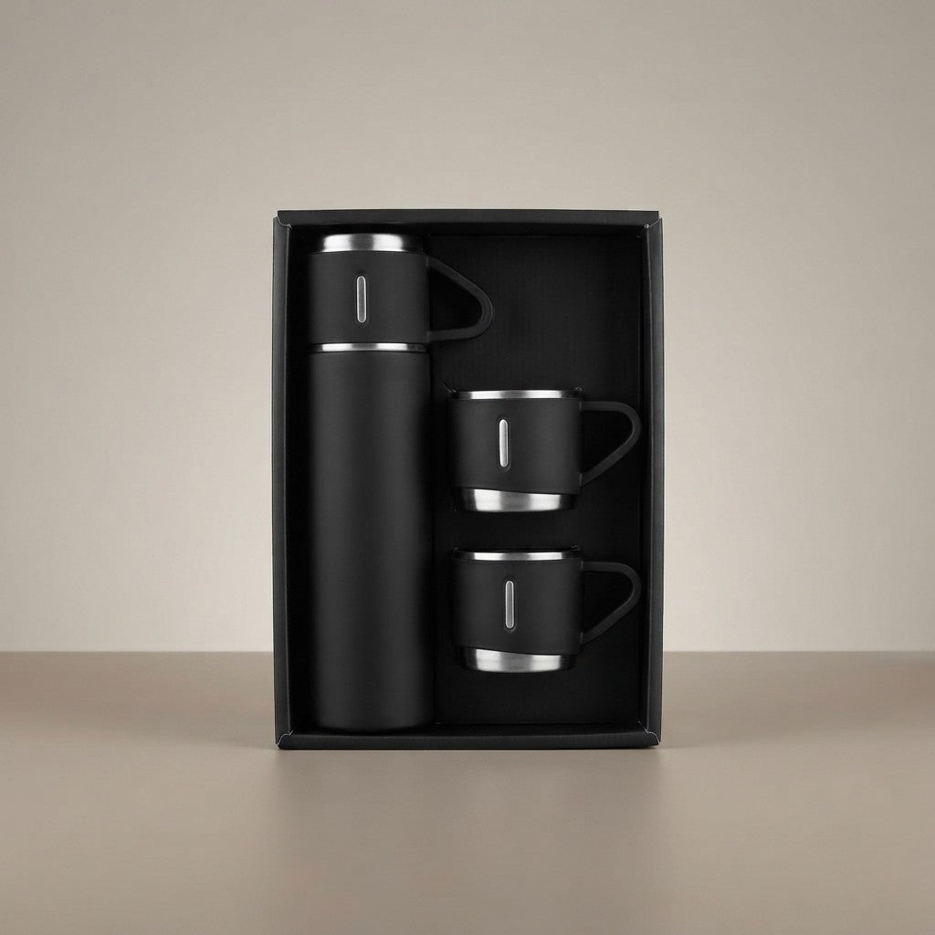Termo de Acero Inoxidable de 500 ml con 3 Tazas