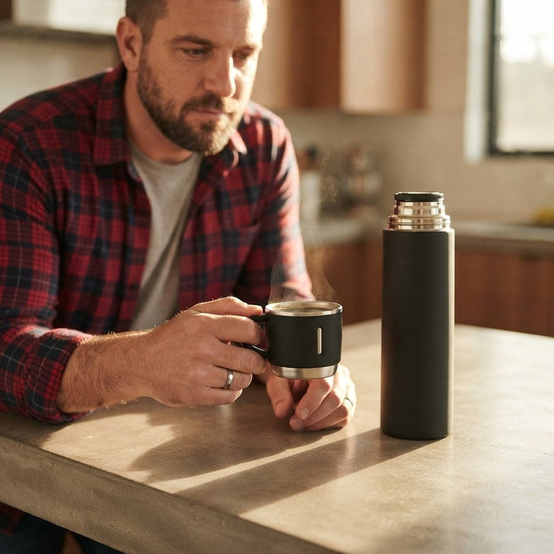 Termo de Acero Inoxidable de 500 ml con 3 Tazas